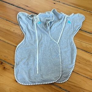Love to Dream Gray and Teal Baby Swaddle Sacks (Pair)